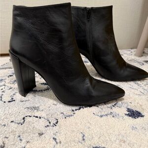 Stuart Weitzman Black Leather Ankle Booties